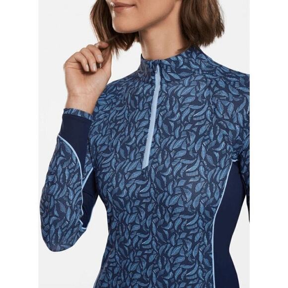 Peter Millar Palm Performance Stretch 1/4 Zip Top Size XL Blue UV Protection - Picture 3 of 11